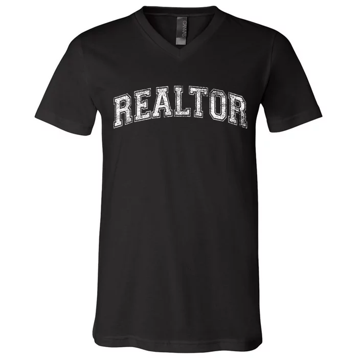 REALTOR REAL ESTATE AGENT BROKER VARSITY STYLE V-Neck T-Shirt