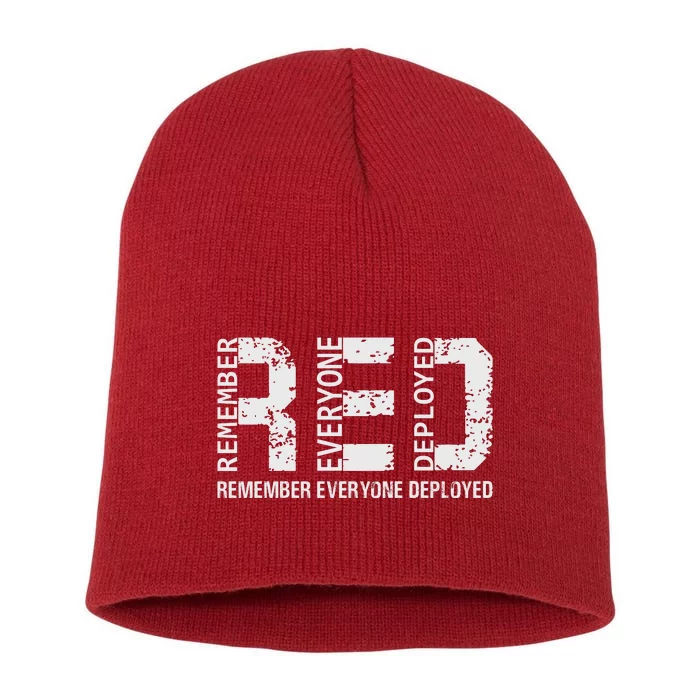 RED Remember Everyone Deployed Short Acrylic Beanie