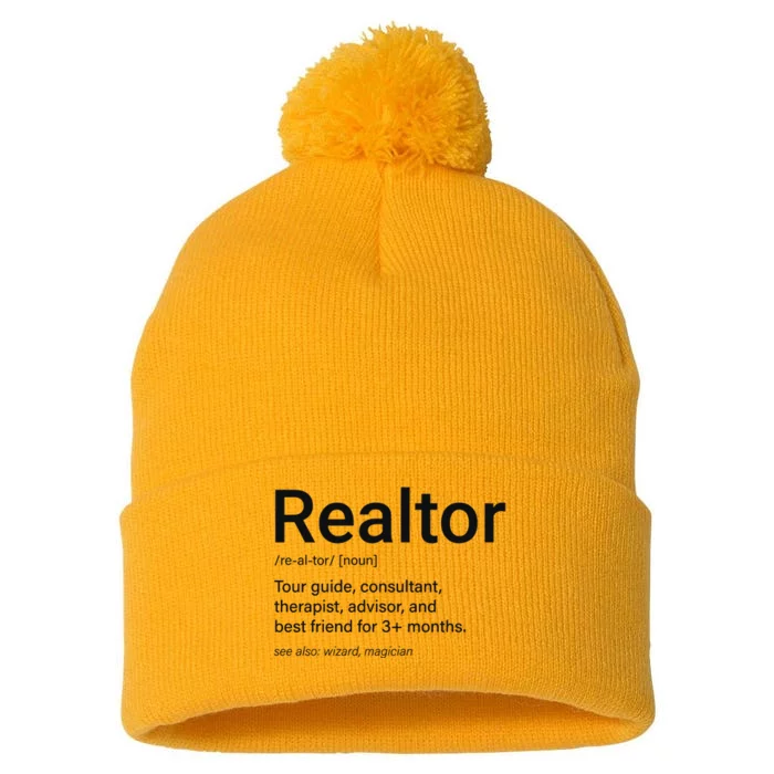 Realtor Real Estate Funny Real Estate Pom Pom 12in Knit Beanie