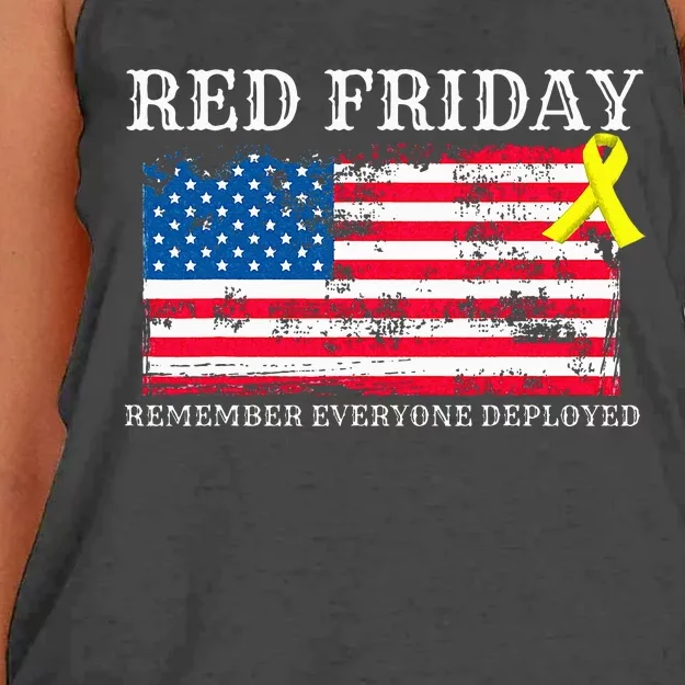 R.E.D Remember Everyone Deployed Red Friday Military Women's Knotted Racerback Tank