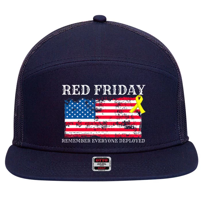 R.E.D Remember Everyone Deployed Red Friday Military 7 Panel Mesh Trucker Snapback Hat