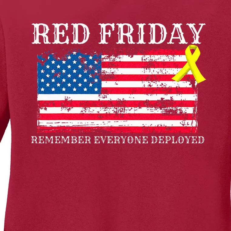 R.E.D Remember Everyone Deployed Red Friday Military Ladies Long Sleeve Shirt