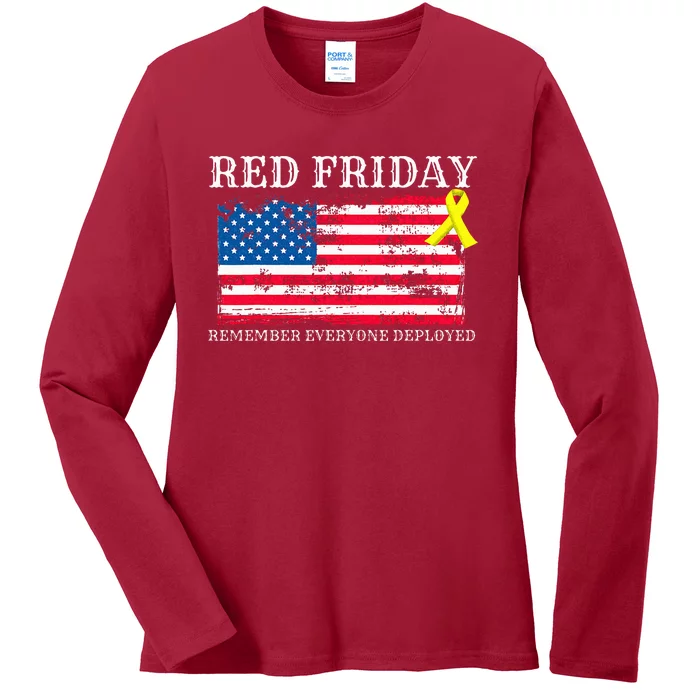 R.E.D Remember Everyone Deployed Red Friday Military Ladies Long Sleeve Shirt