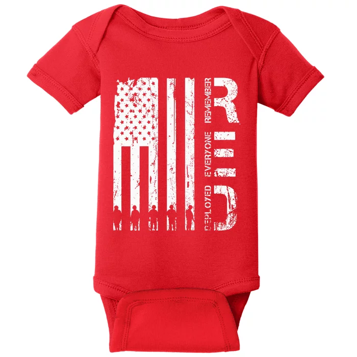 Red Remember Everyone Deployed Military Friday Wear Veterans Baby Bodysuit