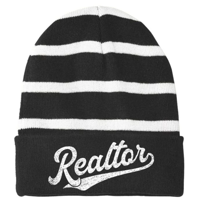 Realtor Real Estate Agent Striped Beanie with Solid Band