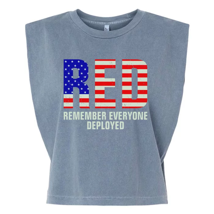 RED Remember Everyone Deployed Grunge Flag Garment-Dyed Women's Muscle Tee