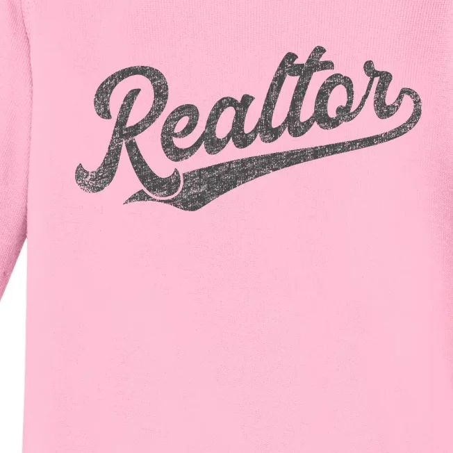 Realtor Real Estate Agent Retro Baby Long Sleeve Bodysuit