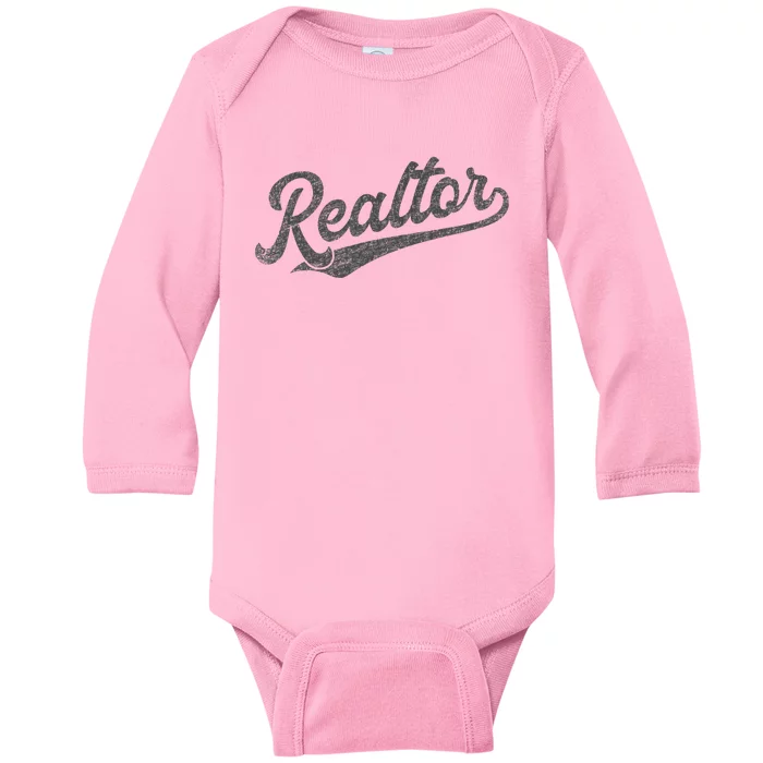 Realtor Real Estate Agent Retro Baby Long Sleeve Bodysuit