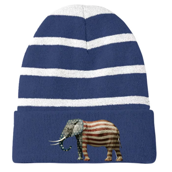 Republican Striped Beanie with Solid Band