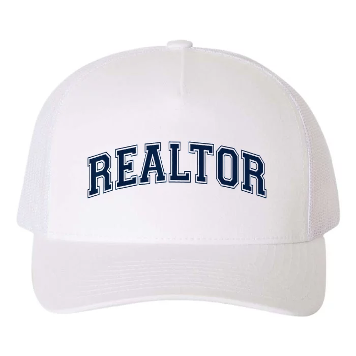 REALTOR REAL ESTATE AGENT BROKER VARSITY STYLE Yupoong Adult 5-Panel Trucker Hat