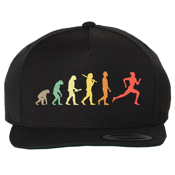 Retro Running Evolution Gift For Runners & Joggers Wool Snapback Cap