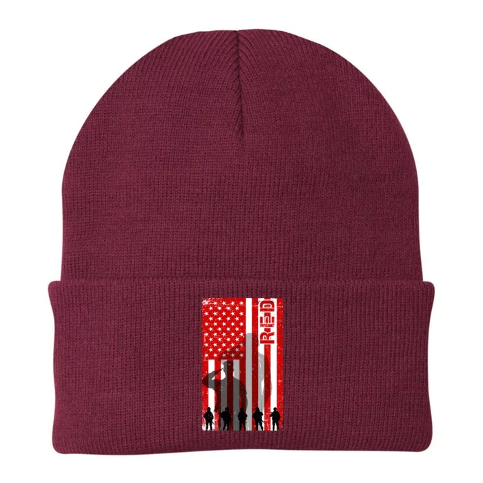 RED Remeber Everyone Deployed Support Military Troops Knit Cap Winter Beanie