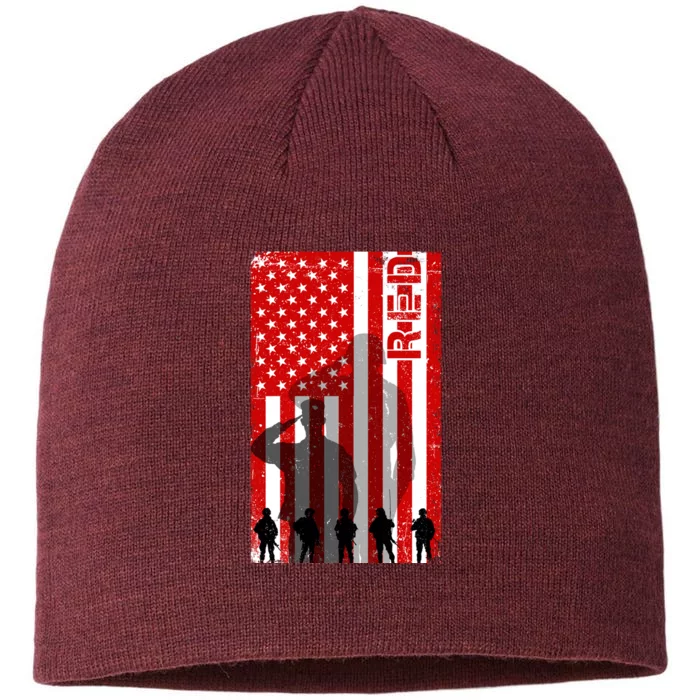 RED Remeber Everyone Deployed Support Military Troops 8 1/2in Sustainable Knit Beanie