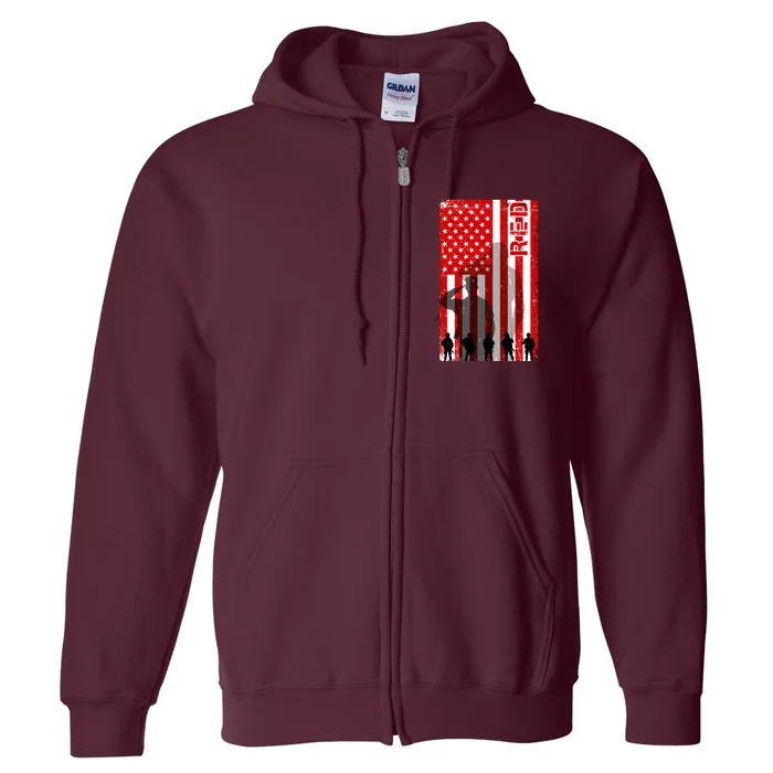 RED Remeber Everyone Deployed Support Military Troops Full Zip Hoodie