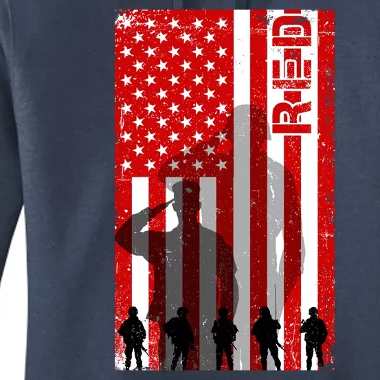 RED Remeber Everyone Deployed Support Military Troops Women's Pullover Hoodie