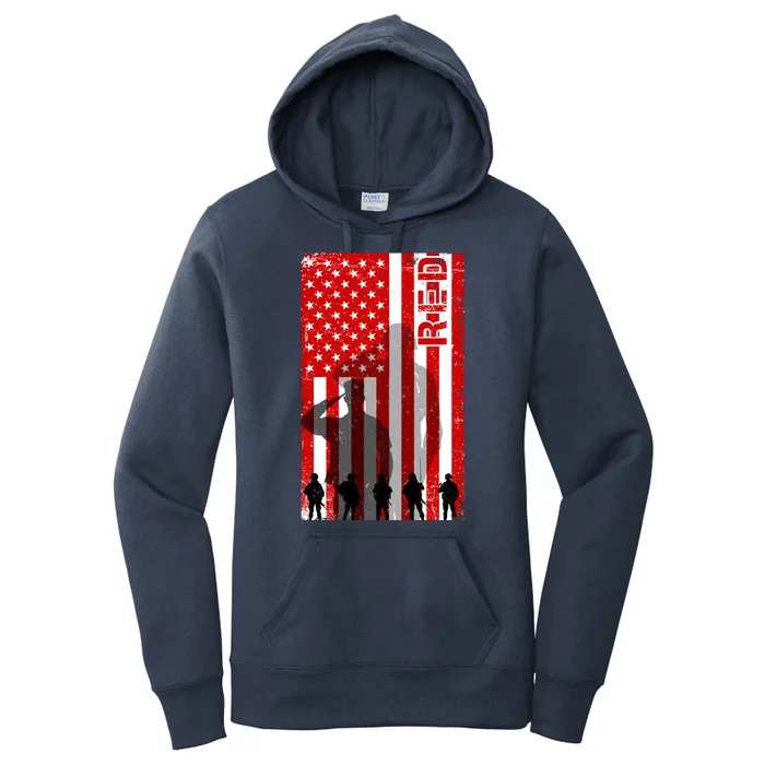 RED Remeber Everyone Deployed Support Military Troops Women's Pullover Hoodie