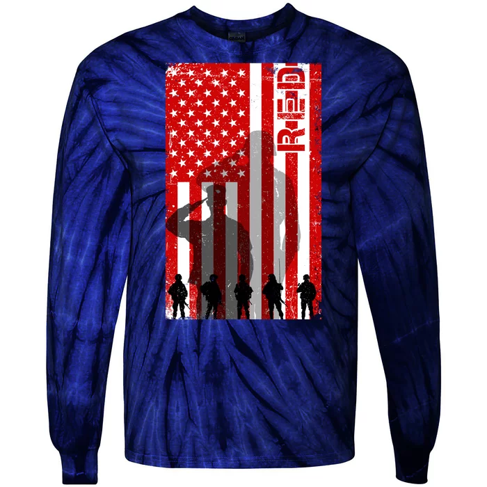 RED Remeber Everyone Deployed Support Military Troops Tie-Dye Long Sleeve Shirt