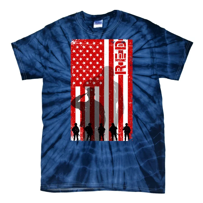 RED Remeber Everyone Deployed Support Military Troops Tie-Dye T-Shirt