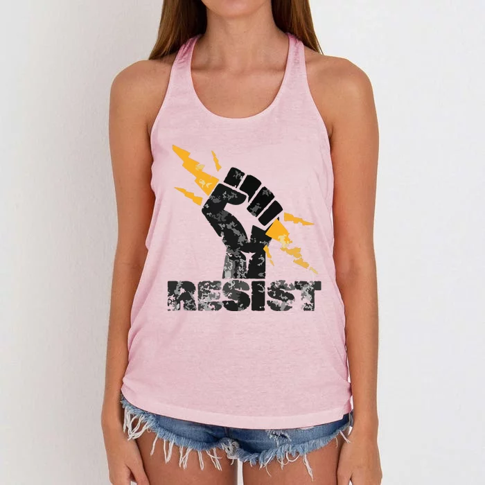 Resist | Resist Fist And Equal Right Women's Knotted Racerback Tank