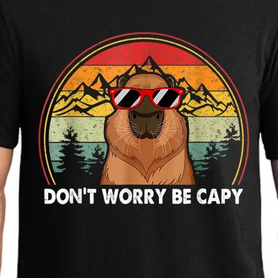 Retro Rodent Funny Capybara Dont Be Worry Be Capy Pajama Set