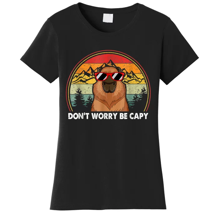 Retro Rodent Funny Capybara Dont Be Worry Be Capy Women's T-Shirt