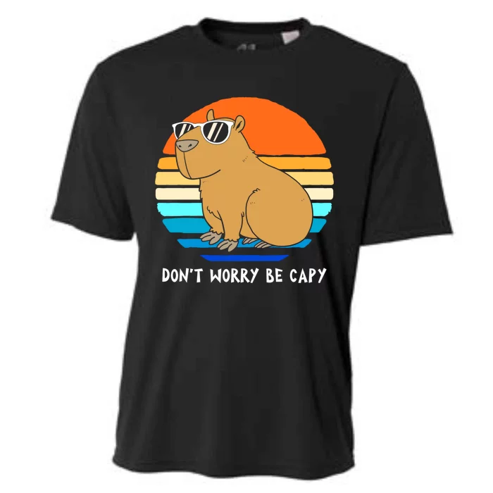 Retro Rodent Funny Capybara Dont Be Worry Be Capy Cooling Performance Crew T-Shirt