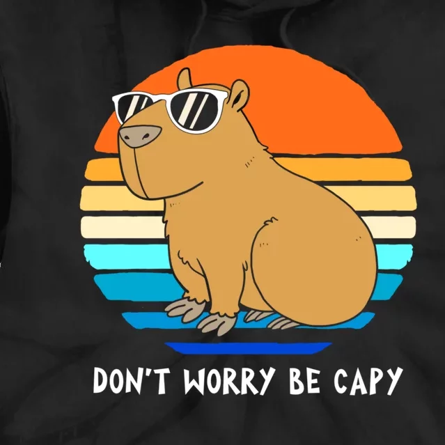 Retro Rodent Funny Capybara Dont Be Worry Be Capy Tie Dye Hoodie