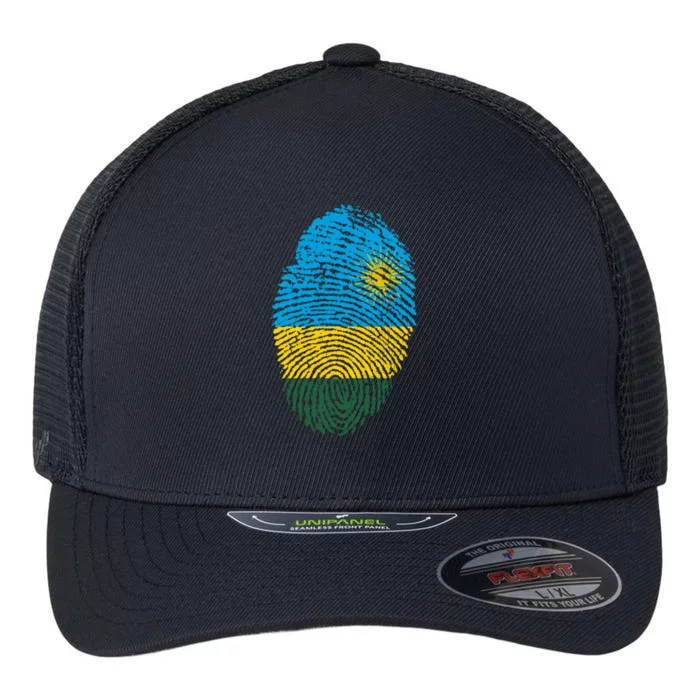 Rwanda Rwandan Flag Patriotic Pride Heritage Gift Flexfit Unipanel Trucker Cap