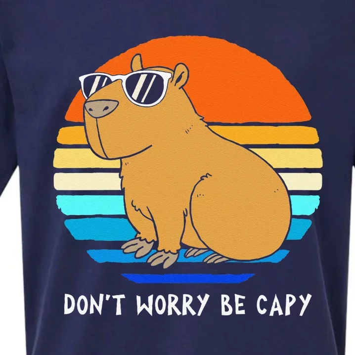 Retro Rodent Funny Capybara Dont Be Worry Be Capy Sueded Cloud Jersey T-Shirt