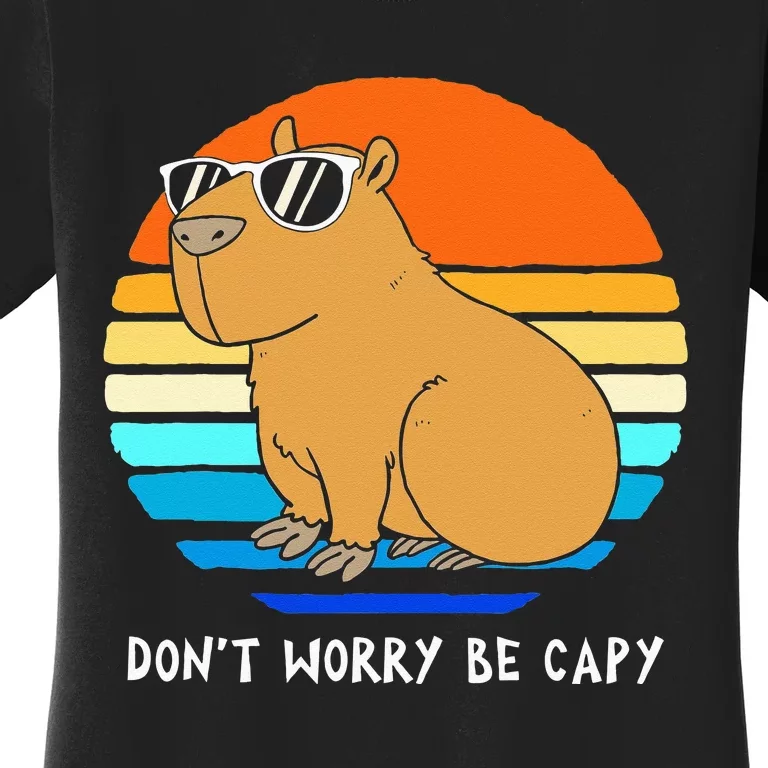 Retro Rodent Funny Capybara Dont Be Worry Be Capy Women's T-Shirt