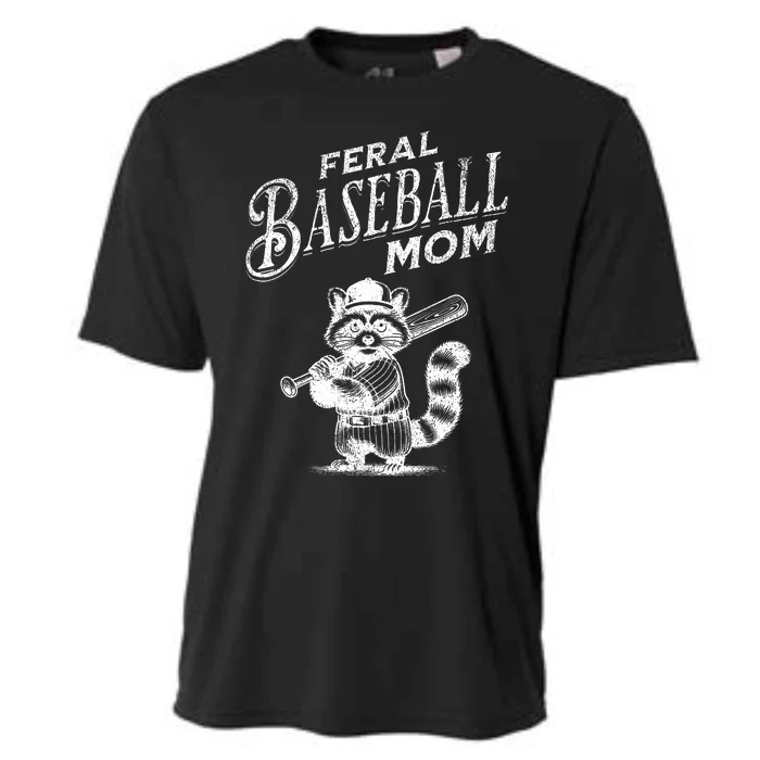 Retro Raccoon Feral Baseball Mom Trash Panda Sport Lover Cooling Performance Crew T-Shirt