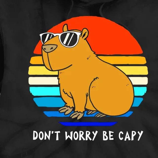 Retro Rodent Funny Capybara Dont Be Worry Be Capy Tie Dye Hoodie