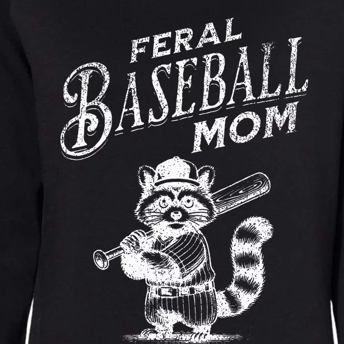 Retro Raccoon Feral Baseball Mom Trash Panda Womens California Wash Sweatshirt