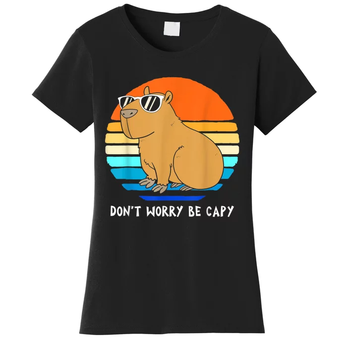 Retro Rodent Funny Capybara Dont Be Worry Be Capy Women's T-Shirt