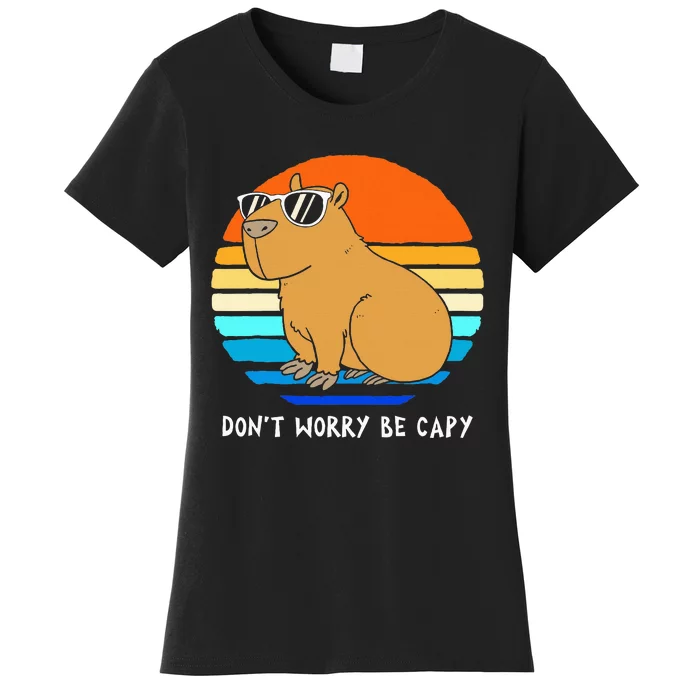 Retro Rodent Funny Capybara Dont Be Worry Be Capy Women's T-Shirt