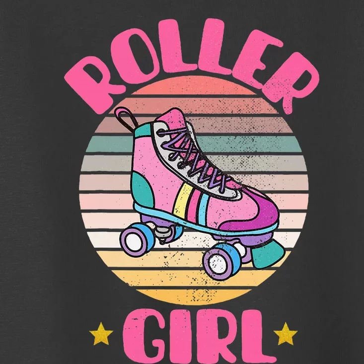 Retro Rollerskates Funny 80S Roller Disco Skating Girl Cool Toddler T-Shirt