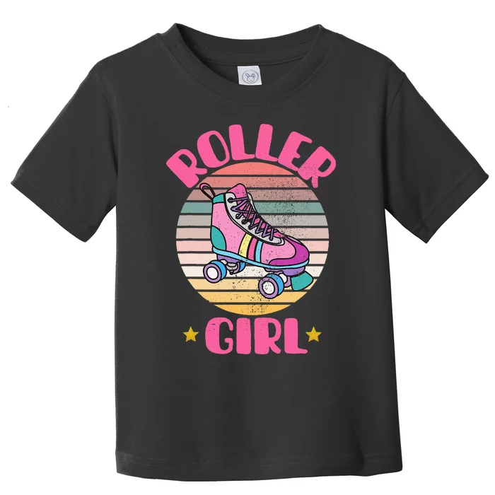 Retro Rollerskates Funny 80S Roller Disco Skating Girl Cool Toddler T-Shirt