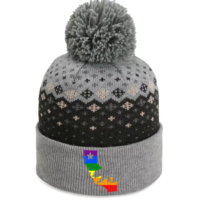 Retro Rainbow Flag Lesbian Lgbt Gay Pride Month Support Gift The Baniff Cuffed Pom Beanie