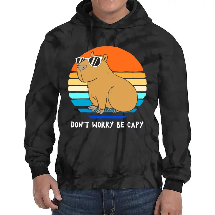 Retro Rodent Funny Capybara Dont Be Worry Be Capy Tie Dye Hoodie