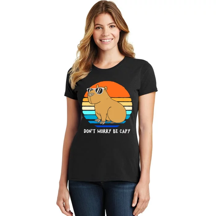 Retro Rodent Funny Capybara Dont Be Worry Be Capy Women's T-Shirt