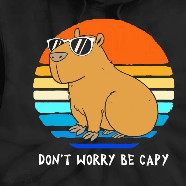 Retro Rodent Funny Capybara Dont Be Worry Be Capy Tie Dye Hoodie