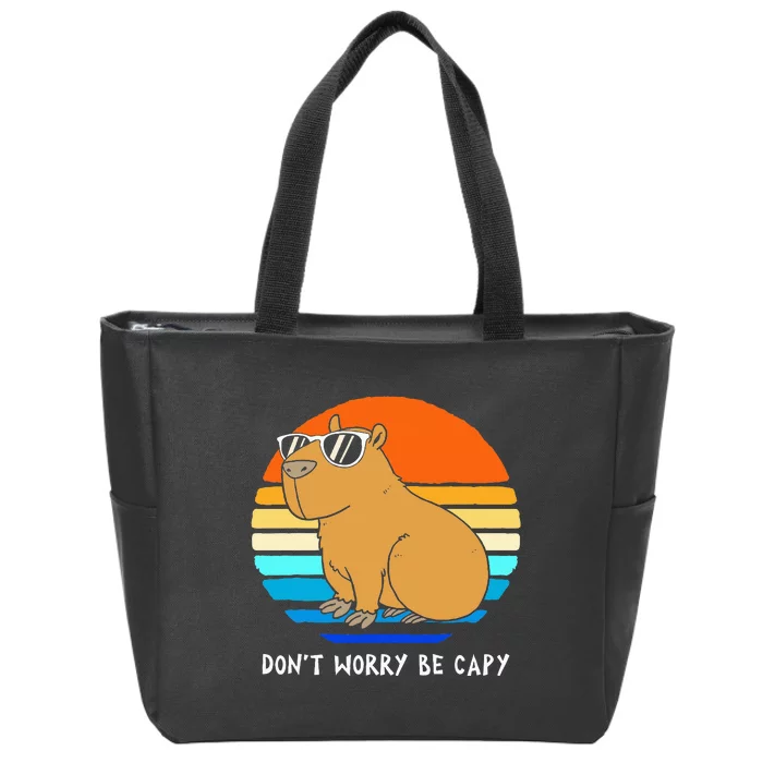 Retro Rodent Funny Capybara Dont Be Worry Be Capy Zip Tote Bag