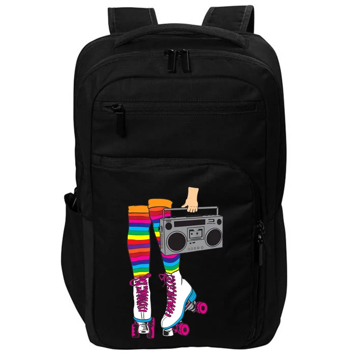 Retro Rollerskates Funny 80's Roller Disco Skating Girl Gift Impact Tech Backpack