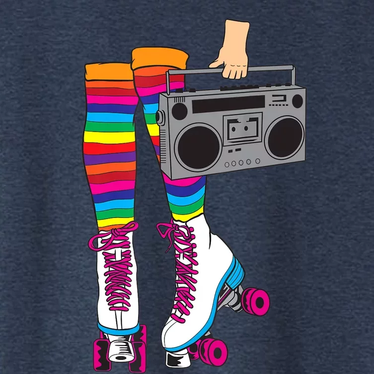 Retro Rollerskates Funny 80's Roller Disco Skating Girl Gift Women's Crop Top Tee