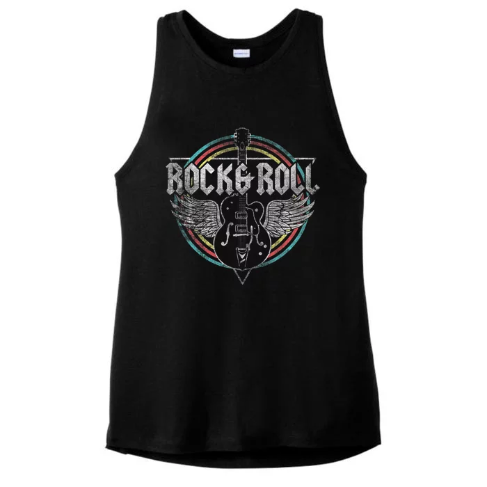 Rock & Roll Guitar Wings Music Ladies Tri-Blend Wicking Tank