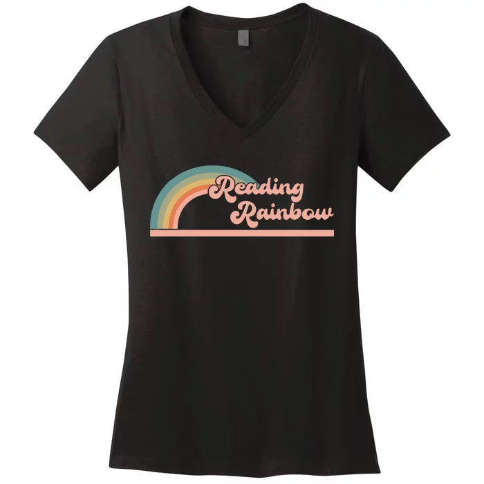 Reading Rainbow Gift For Book Lover Women's V-Neck T-Shirt