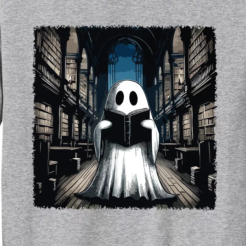 Retro Reading Ghost Library Halloween Librarian Book Lovers Tall Sweatshirt