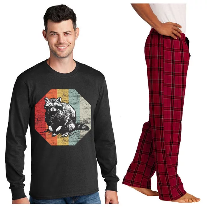 Retro Racoon Gift Trash Panda Raccoon Long Sleeve Pajama Set