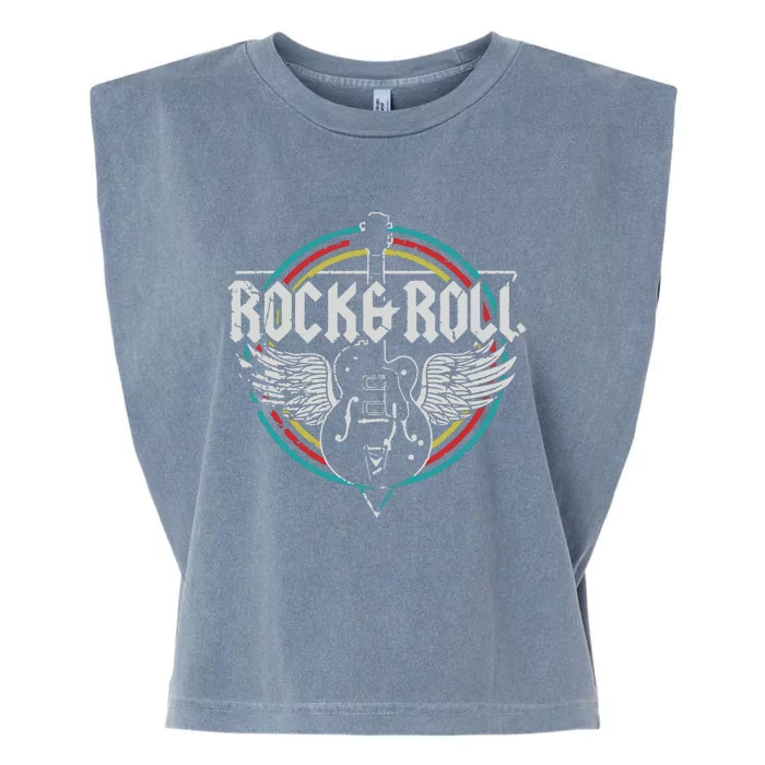 Rock Roll Guitar Wings Music Garment-Dyed Women's Muscle Tee