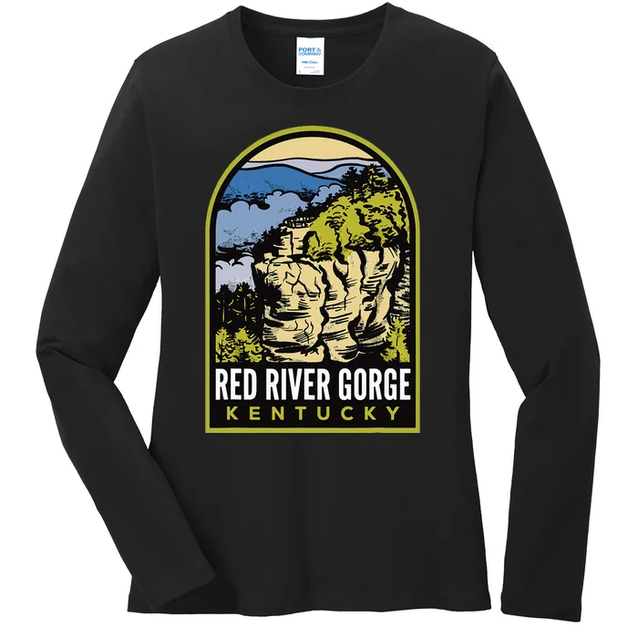 Red River Gorge Chimney Top Rock Ladies Long Sleeve Shirt